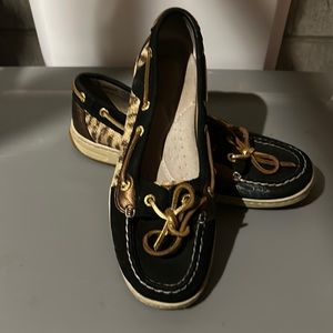 Sperry angelfish shoes size 7.5m black leopard